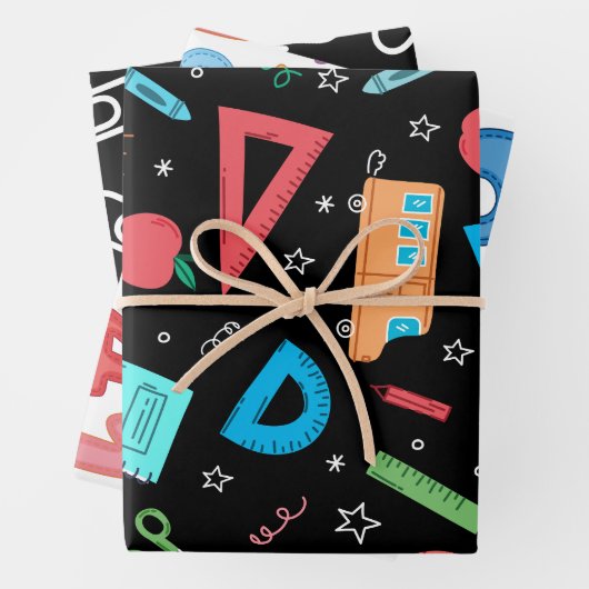 Zurück zur Mathematik und Zahlen Set von 3 Geschenkpapier Set (Beispiel)