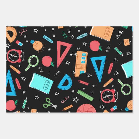 Zurück zur Mathematik und Zahlen Set von 3 Geschenkpapier Set (Vorderseite)