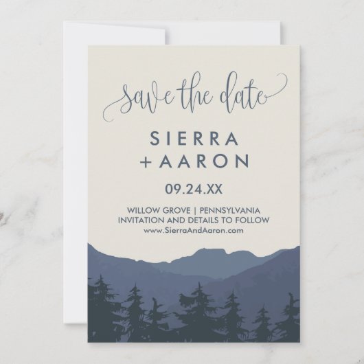 Zurück zur Mountains Save the Date Card (Vorderseite)