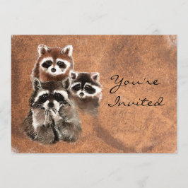 Zurück zur Natur Raccoons Tier Geburtstag einladen Einladung