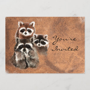 Zurück zur Natur Raccoons Tier Geburtstag einladen Einladung