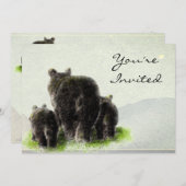 Zurück zur Natur Schwarze Bären Tier zum Geburtsta Einladung (Vorne/Hinten)
