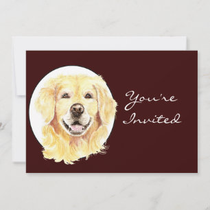 Zurück zur Natur Wasserfarbe Golden Retriever Dog Einladung