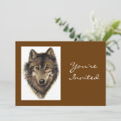 Zurück zur Natur, Wolf, Tier zum Geburtstag einlad Einladung (Stehend Vorderseite)