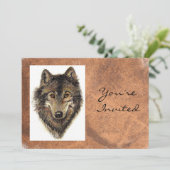 Zurück zur Natur, Wolf, Tier zum Geburtstag einlad Einladung (Stehend Vorderseite)