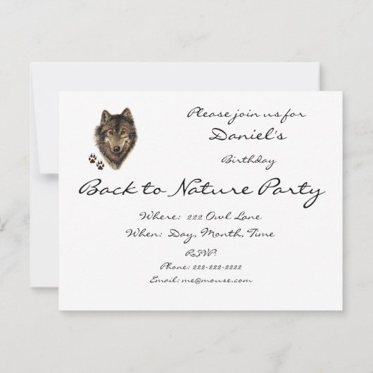 Zurück zur Natur, Wolf, tierisches Party einladen Einladung (Rückseite)
