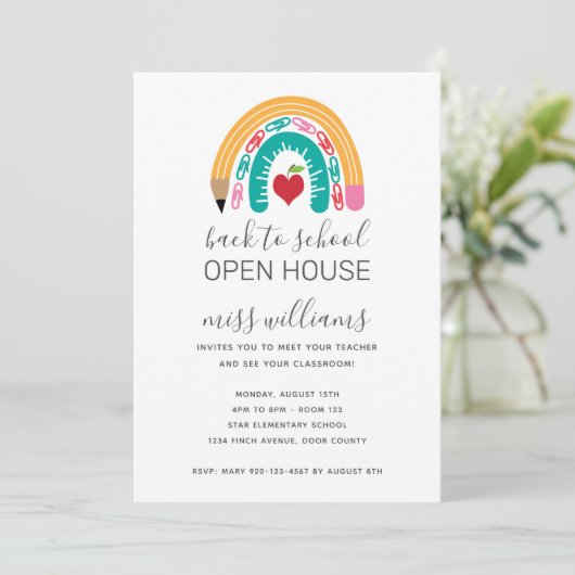 Zurück zur Open House Rainbow-Einladung Einladung (Stehend Vorderseite)