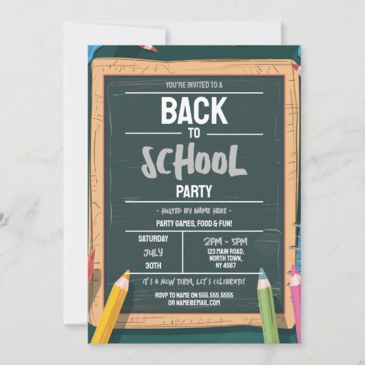 Zurück zur Party-Chalk-Grünen Einladung (Vorderseite)