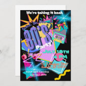 Zurück zur Party Einladung der 80er Jahre (Vorne/Hinten)