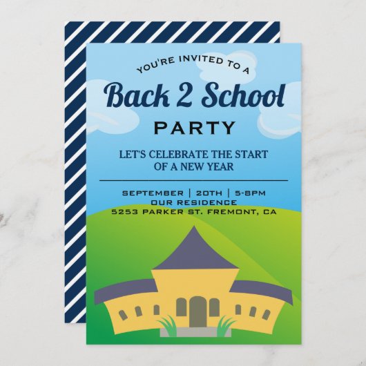 Zurück zur Party Einladung der Schule (Vorne/Hinten)