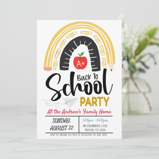 Zurück zur Party Einladung der Schule (Stehend Vorderseite)