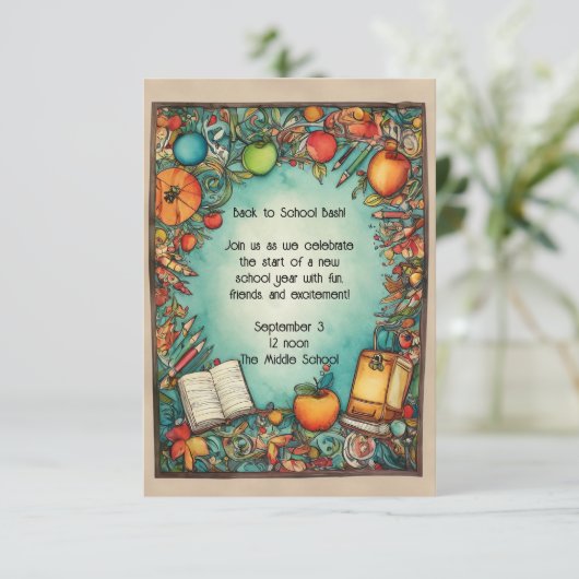 Zurück zur Party Einladung der Schule (Stehend Vorderseite)