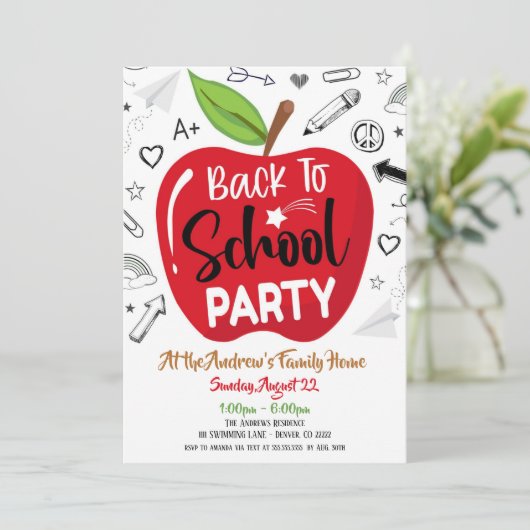 Zurück zur Party Einladung der Schule (Stehend Vorderseite)