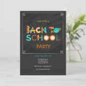 Zurück zur Party für Schulelemente Einladung (Stehend Vorderseite)