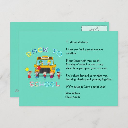 Zurück zur Postkarte des Lehrers für Eisbrecher (Vorne/Hinten)