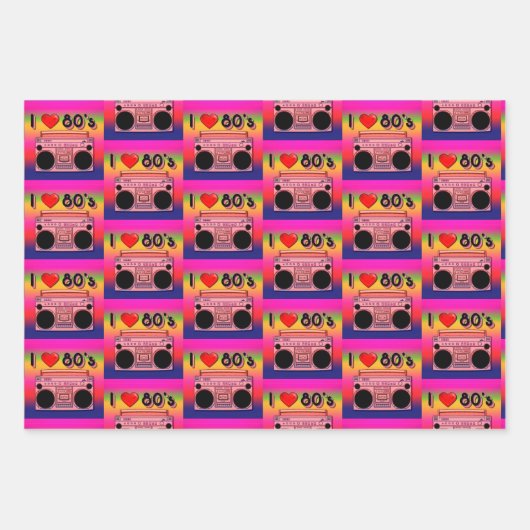 Zurück zur Retro-Sammlung der 80er Jahre Geschenkpapier Set (Vorderseite 3)