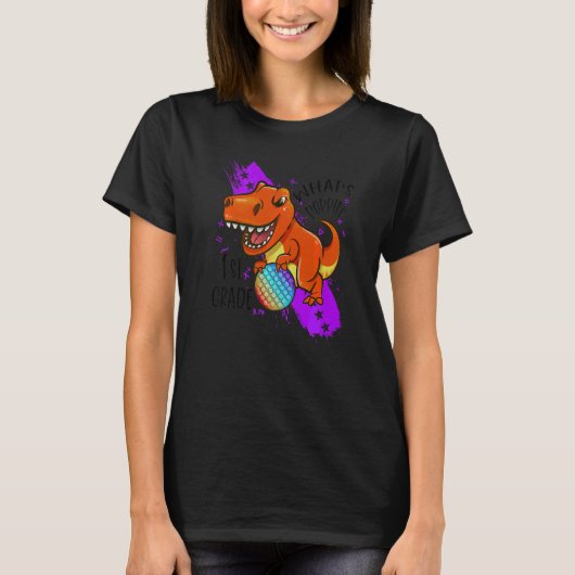 Zurück zur Schule 1. Klasse Dinosaurier Rex Pop It T-Shirt (Vorderseite)
