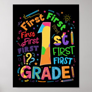 Zurück zur Schule 1. Klasse Team-Typografie Schüle Poster