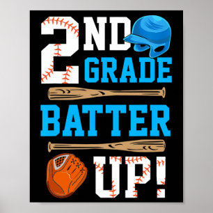 Zurück zur Schule 2. Klasse Batter Up Baseball Ers Poster