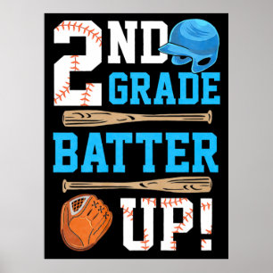 Zurück zur Schule 2. Klasse Batter Up Baseball Poster