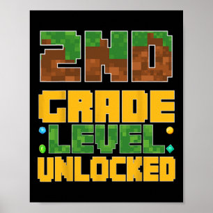 Zurück zur Schule 2. Klasse Jungen Gamer Erster Ta Poster