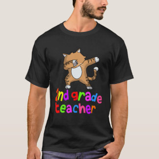 Zurück zur Schule 2. Klasse Lehrer Dabbing Katze D T-Shirt