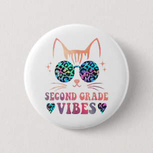 Zurück zur Schule 2. Klasse Vibes Leopard e Dye Ca Button