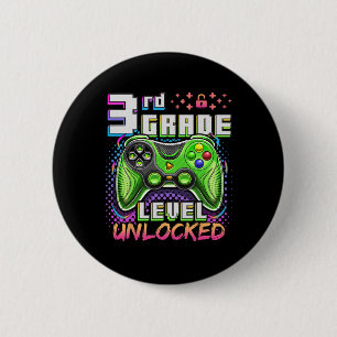 Zurück zur Schule 3. Klasse Jungen Gamer Erster Sc Button