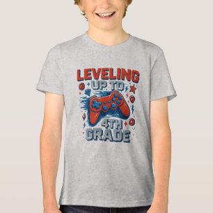 Zurück zur Schule 4. Klasse Gamer Junge Mädchen Tri-Blend Shirt