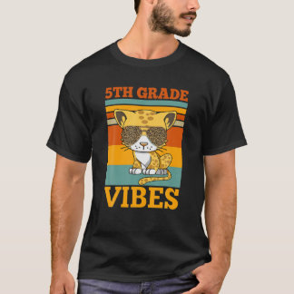 Zurück zur Schule 5. Klasse Vibes Leopard Cat Teac T-Shirt