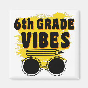 Zurück zur Schule 6. Klasse Vibes Shirt Erster Tag Magnet