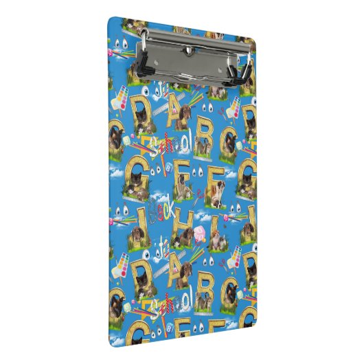 Zurück zur Schule ABC Wiederholung des Designs Mini Klemmbrett (Schrägansicht)