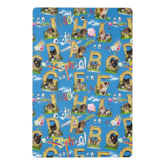 Zurück zur Schule ABC Wiederholung des Designs Mini Klemmbrett (Rückseite)