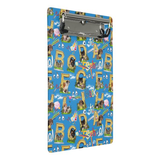 Zurück zur Schule ABC Wiederholung des Designs Mini Klemmbrett (Schrägansicht)