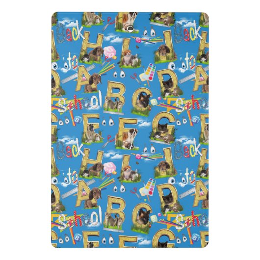 Zurück zur Schule ABC Wiederholung des Designs Mini Klemmbrett (Rückseite)