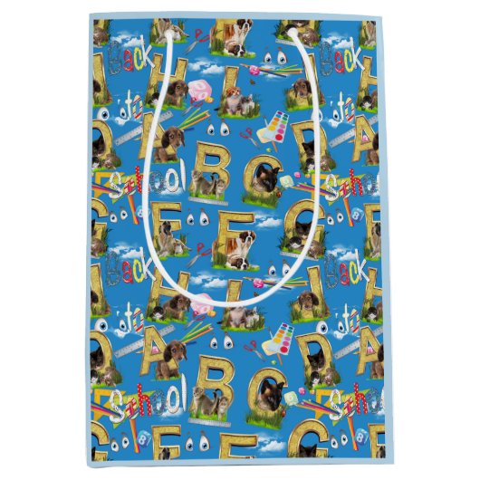 Zurück zur Schule ABC Wiederholung des Designs Mittlere Geschenktüte (Vorderseite)