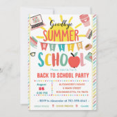 Zurück zur Schule Abschied Sommer Hallo Schule Einladung (Vorderseite)