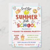 Zurück zur Schule Abschied Sommer Hallo Schule Einladung (Vorderseite)