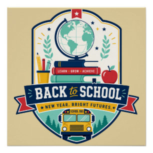 Zurück zur Schule-Abzeichen-Design Poster