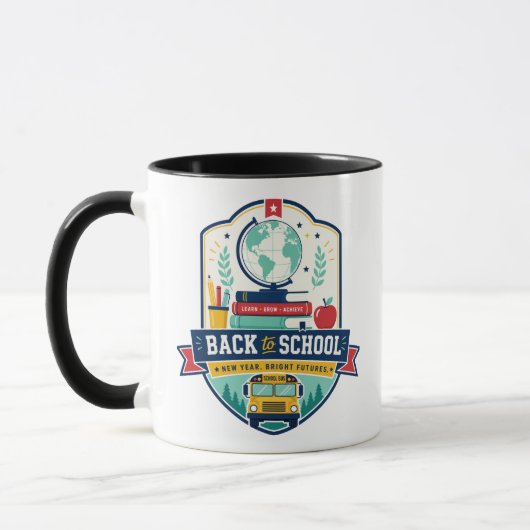 Zurück zur Schule-Abzeichen-Design Tasse (Links)
