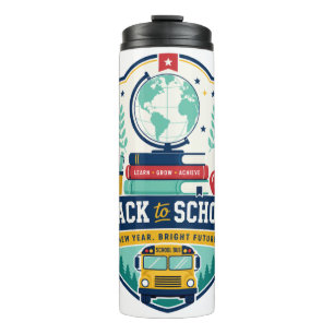 Zurück zur Schule-Abzeichen-Design Thermosbecher