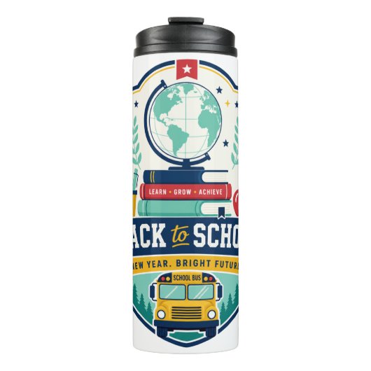 Zurück zur Schule-Abzeichen-Design Thermosbecher (Vorderseite)