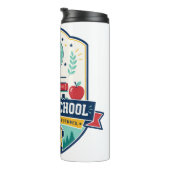 Zurück zur Schule-Abzeichen-Design Thermosbecher (Nach rechts gedreht)
