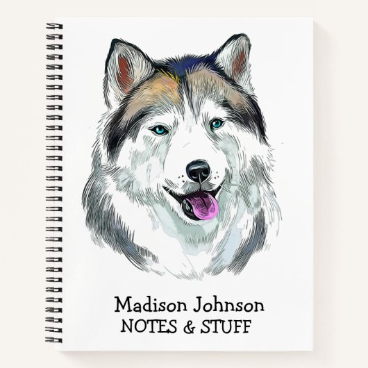 Zurück zur Schule Alaskan Husky Notebook Notizblock (Vorderseite)
