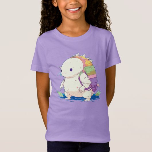 Zurück zur Schule Axolotl Kawaii Cartoon T-Shirt (Vorderseite)