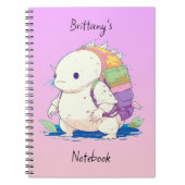 Zurück zur Schule Axolotl Kawaii personazlisiert Notizblock (Vorderseite)