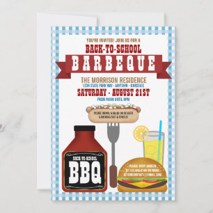 Zurück zur Schule-Barbecue-Party-Einladungen Einladung