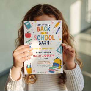 Zurück zur Schule Bash Ende Sommer Einladung