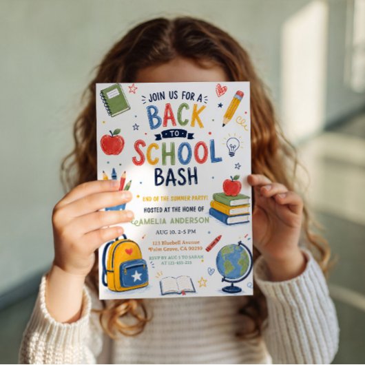 Zurück zur Schule Bash Ende Sommer Einladung