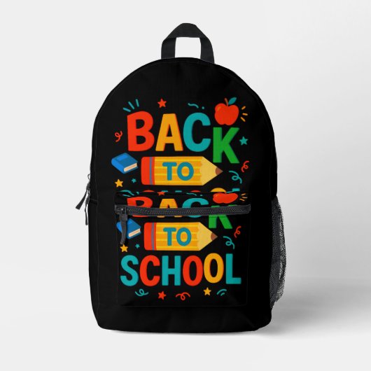 Zurück zur Schule Bedruckter Rucksack (Vorderseite)